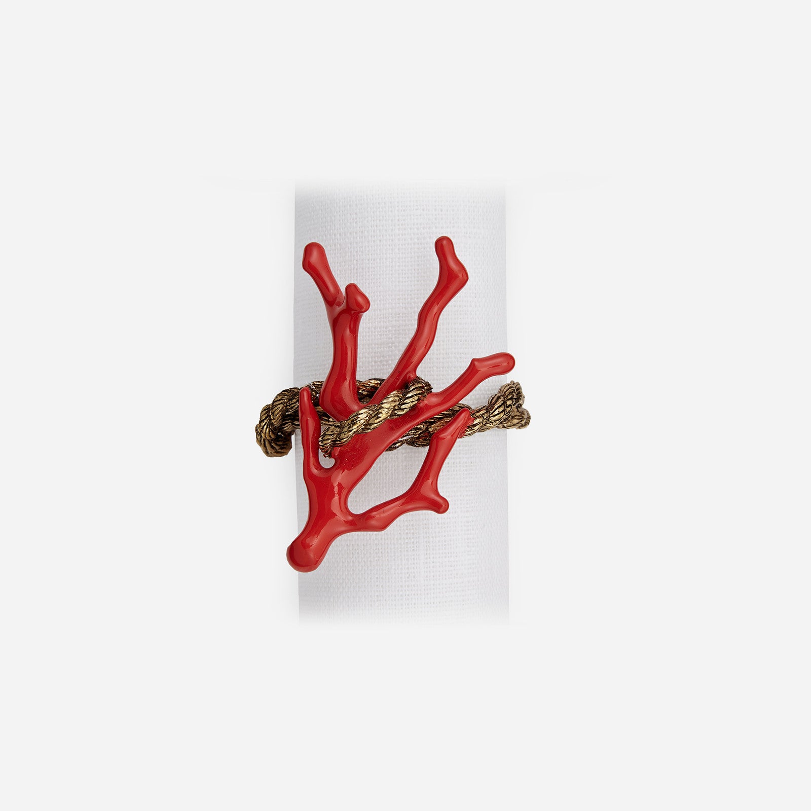 L Objet Napkin Jewels Set of 4 Coral Gold Napkin Rings Bonadea