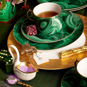 Malachite teacup and saucer - Set of 2