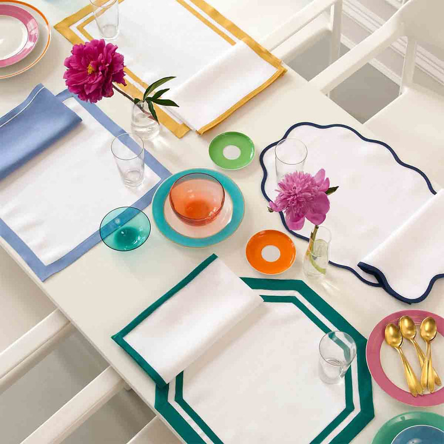 Matouk Set of Four Octagon Placemats Ice Blue