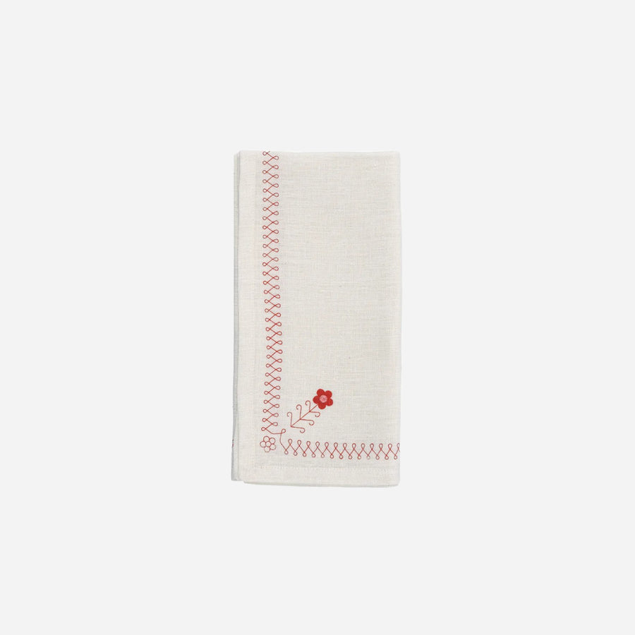 Malaika Daisy Napkin Red