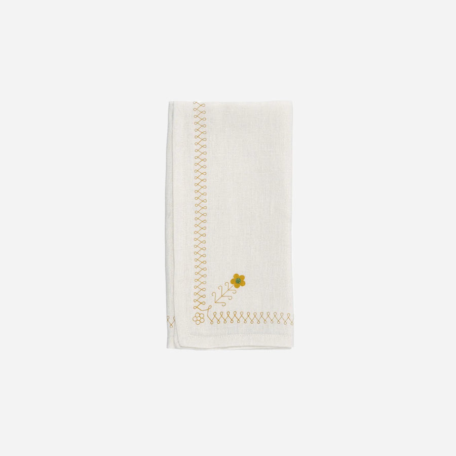 Malaika Daisy Napkin Ecru