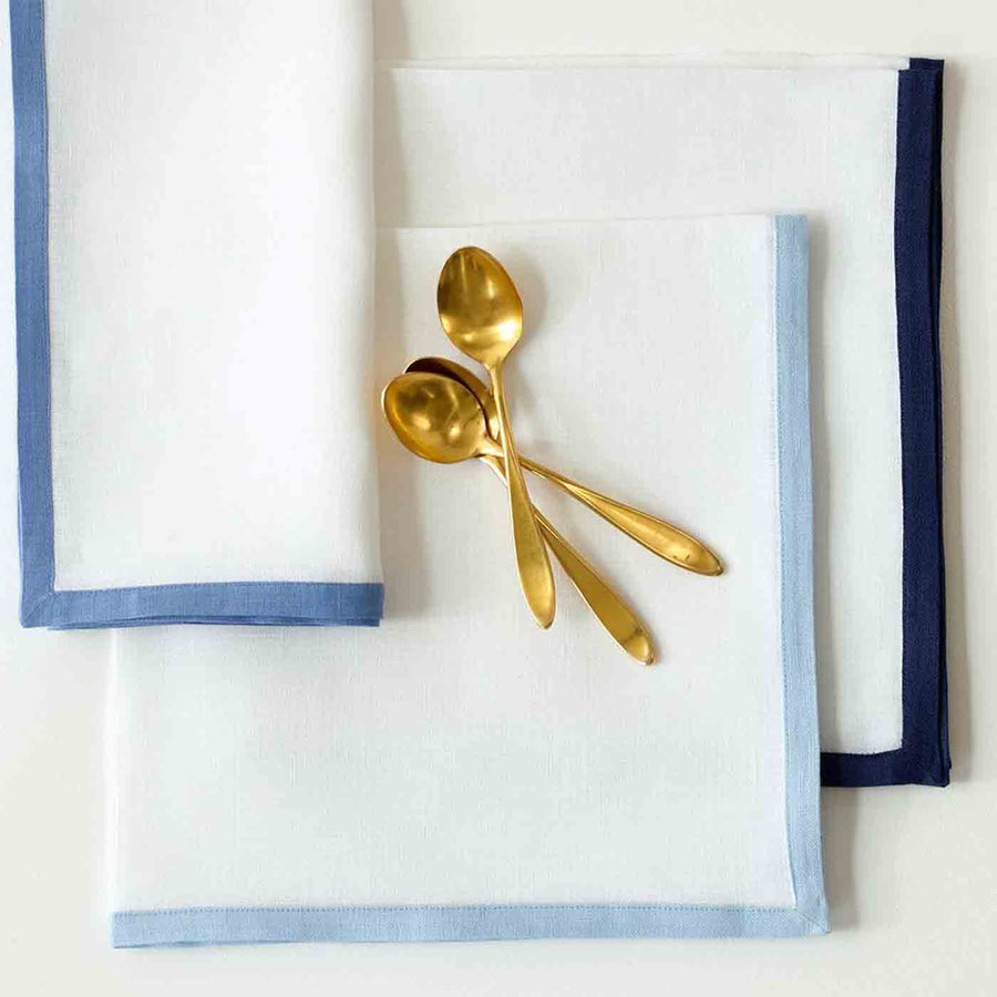 Matouk Set of Four Border Napkins Ice Blue