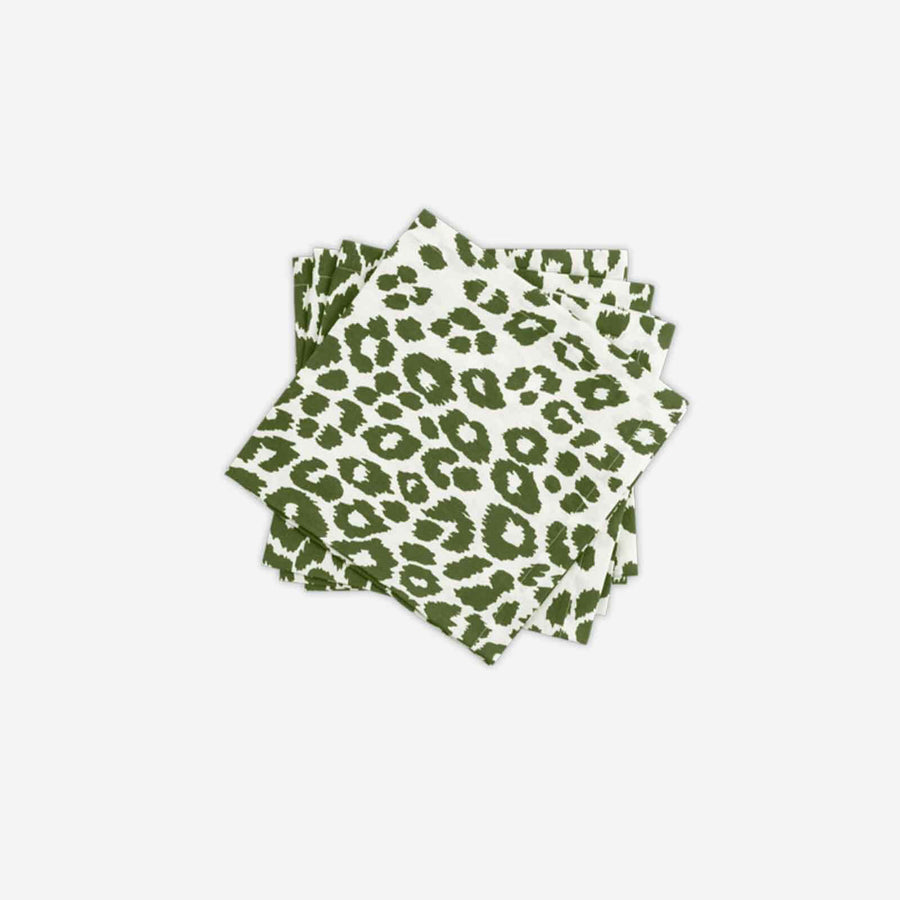 Schumacher Iconic Leopard Napkin Green - Set of 4