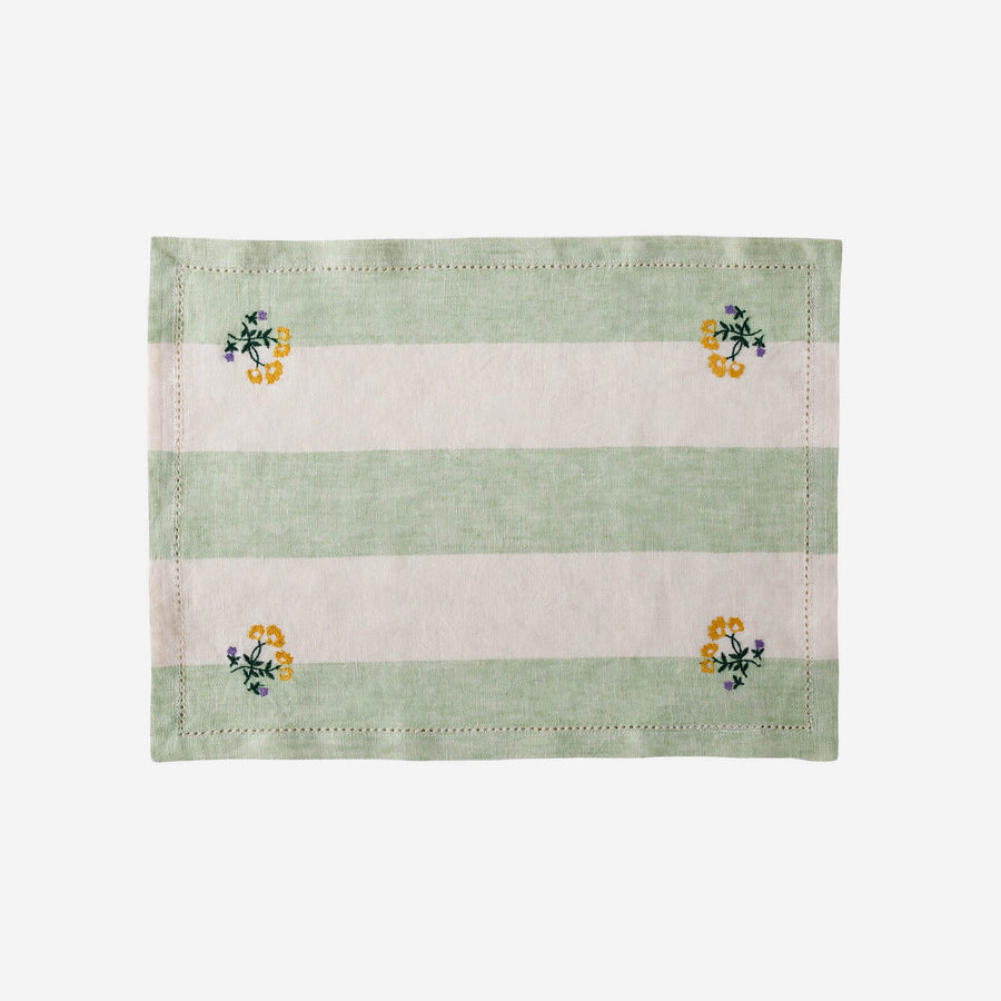 Projektityyny Sirkus Stripe Embroidered Napkin Pistachio