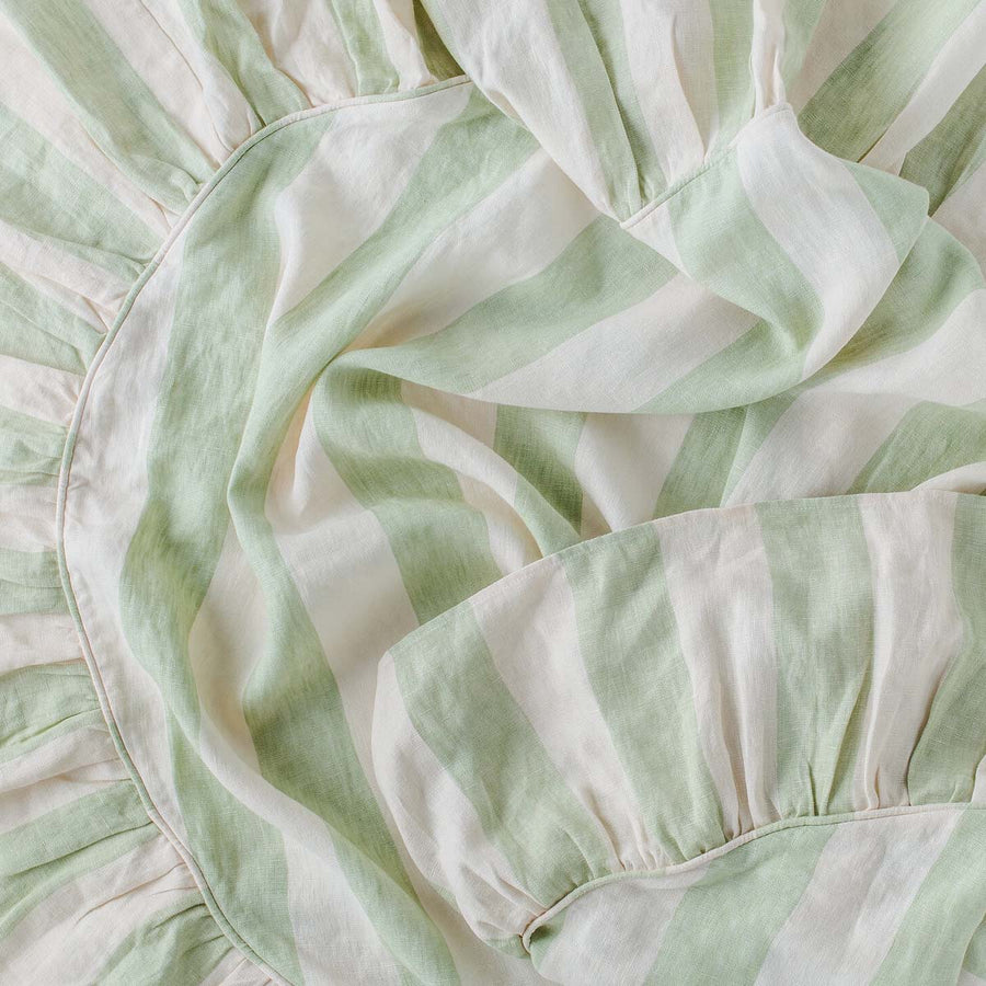 Projektityyny Sirkus Stripe Frill Round Tablecloth Pistachio