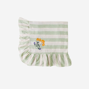 Sirkus Stripe Embroidered Frill Tablecloth Pistachio