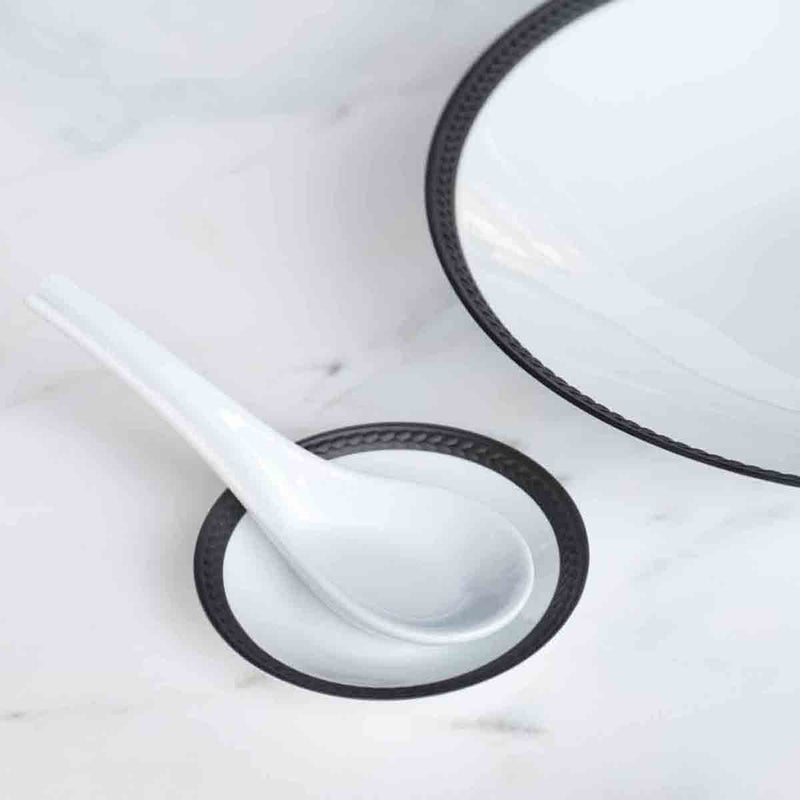 L'Objet Soie Tressée Black Sauce & Spoon Rest Dish - BONADEA