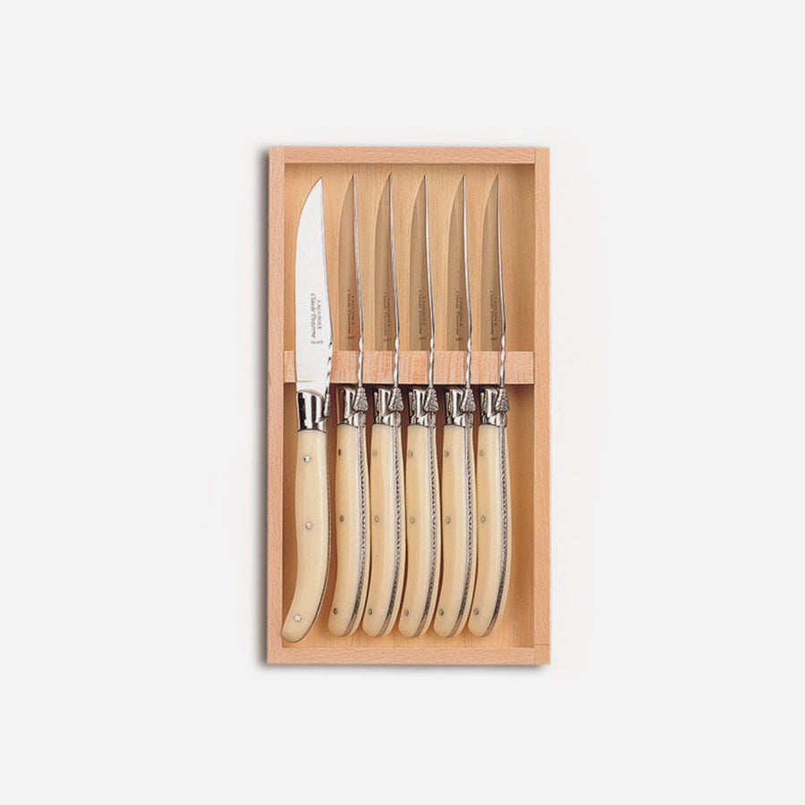 Bonadea Set of Six Laguiole Steak Knives Ivoirine