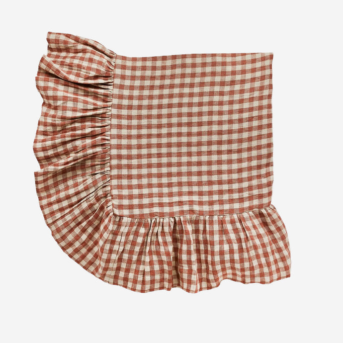 Wes Gingham Frill Tablecloth Blush