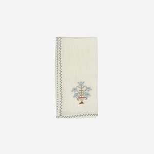 Tulip Embroidered Napkin - Blue