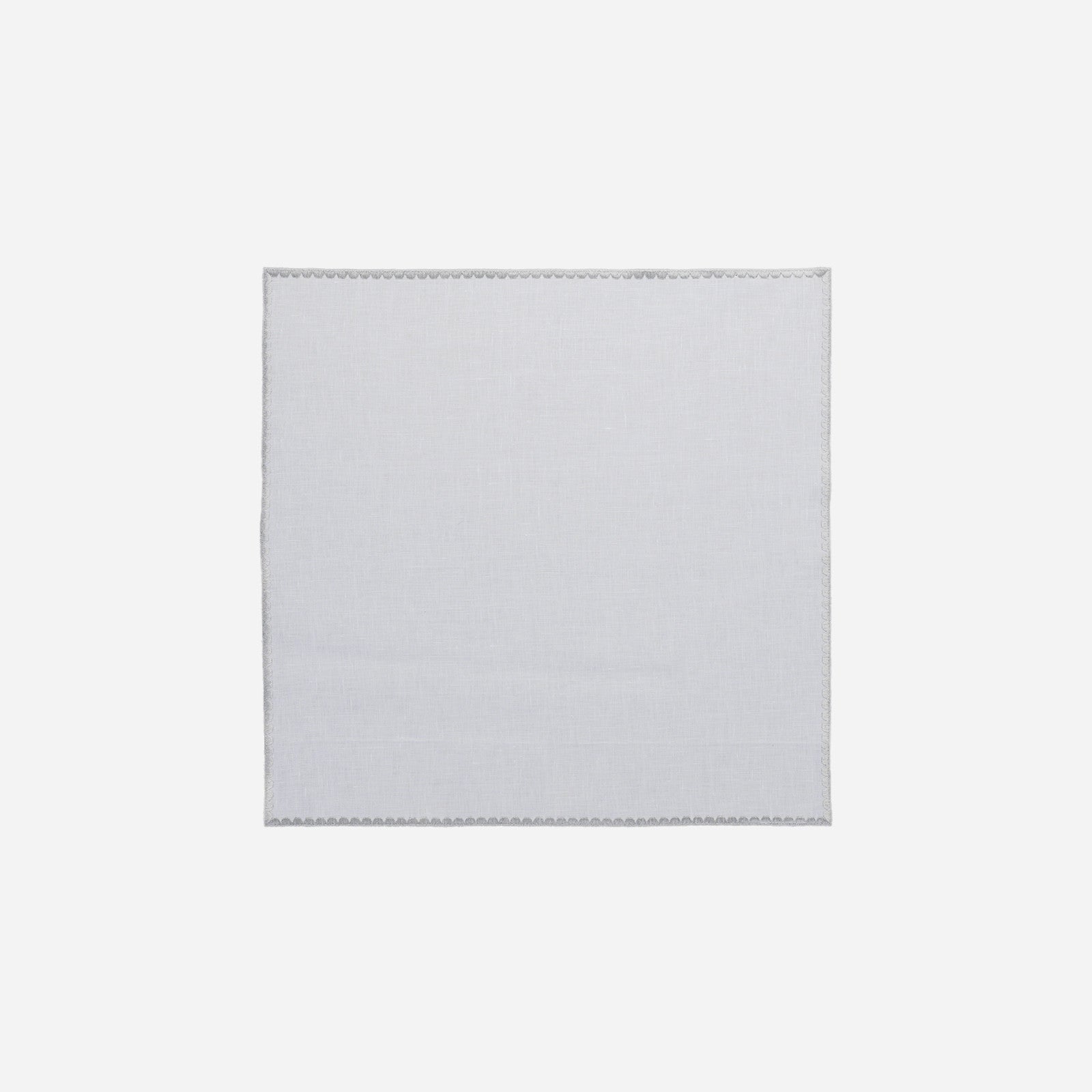 Weissfee Riva White & Silver Hand-embroidered Napkin