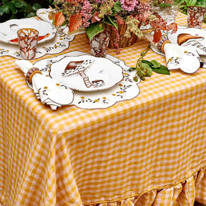 Wes Gingham Frill Tablecloth Mustard