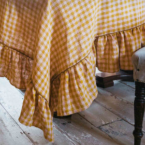 Wes Gingham Frill Tablecloth Mustard